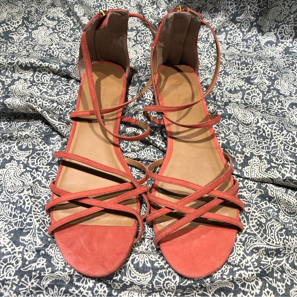 J.Crew factory coral strappy sandals 9 - Picture 1 of 4